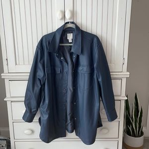 Navy blue leather Shacket 💙💙💙 never worn